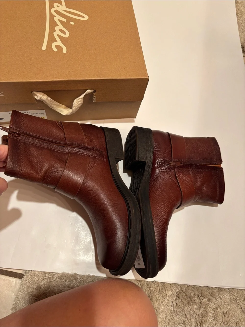 NWT Zodiac Women's Brown Leather Mid-Calf Harness Boots Fiera cognac 6 soft